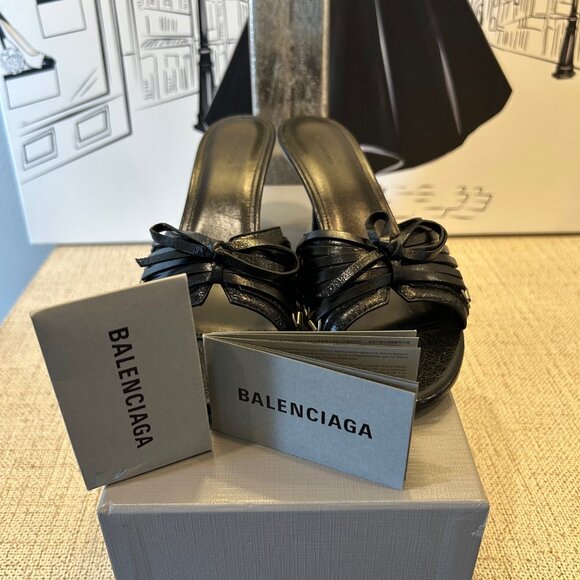 Balenciaga Cagole 70 Leather Mule in Arena Lambskin Black - Picture 8 of 10